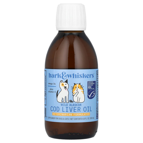 Dr. Mercola, Жир печени дикой аляскинской трески, для собак и кошек, 200 мл (6,8 жидк. унц.)