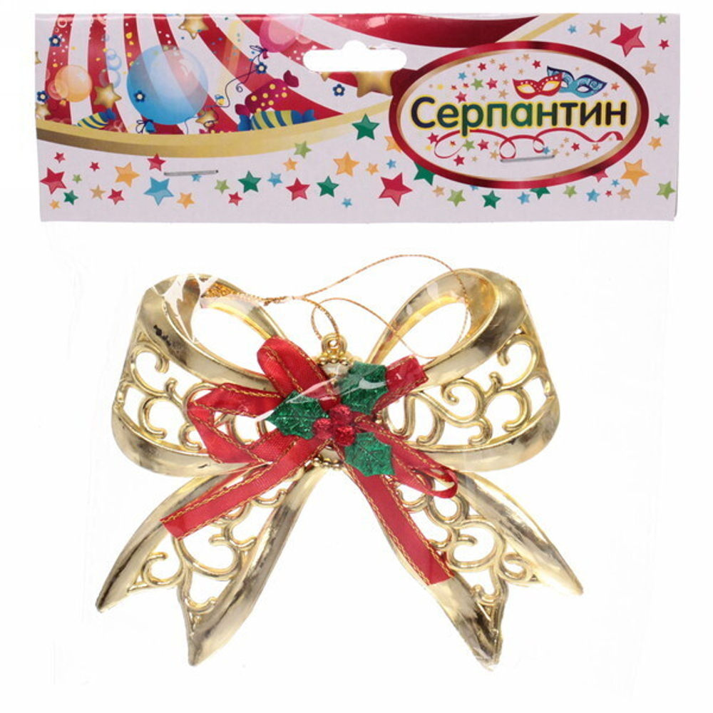 Украшение новогоднее «Сказочный бант» 10*12 см, Золото