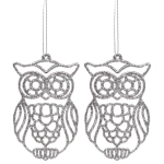 Подвеска «Мудрая сова» 10 см (набор 2 шт), серебро
