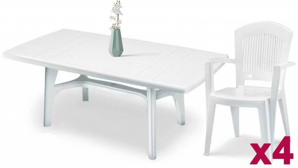 Комплект пластиковой мебели SCAB GIARDINO President 1800 Super Elegant Monobloc, белый