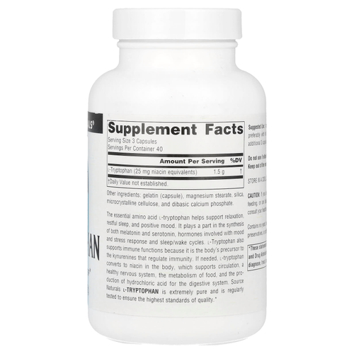 Source Naturals, L-триптофан, 500 мг, 120 капсул