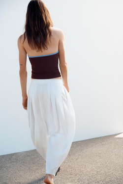 ZARA ОБЪЕМНЫЕ БРЮКИ СО СКЛАДКАМИ, СЕРО-СИНИЙ