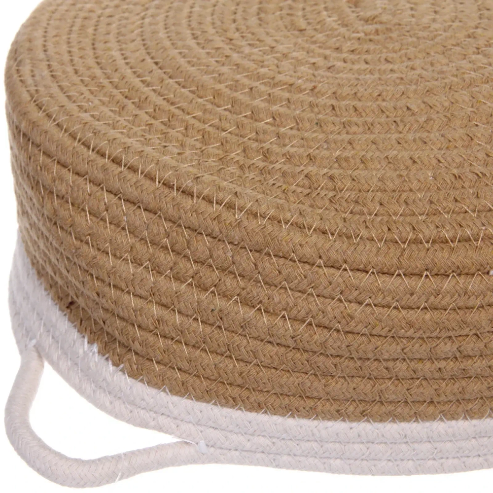 Корзинка плетёная интерьерная с ручками «ТРЕГОРИЯ», цвет бежевый/белый, 27*9см, (лейбл селфи)