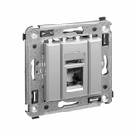 Компьютерная розетка RJ-45 в стену, кат.6 одинарная,"Avanti", "Закаленная сталь"