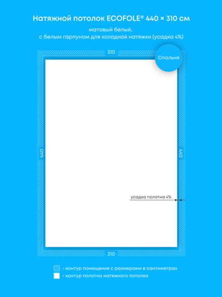 Матовый натяжной потолок 13.6 м2