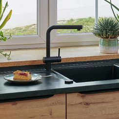 Смеситель SCHOCK Epos-D full color, Cristadur, выдвижной излив серебристый камень