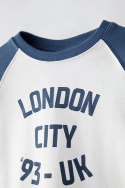 ZARA ФУТБОЛКА С НАШИВКАМИ, СИНИЙ