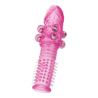 Стимулирующая розовая насадка 13,5см с шишечками и шипами ToyFa Basic 888010-3