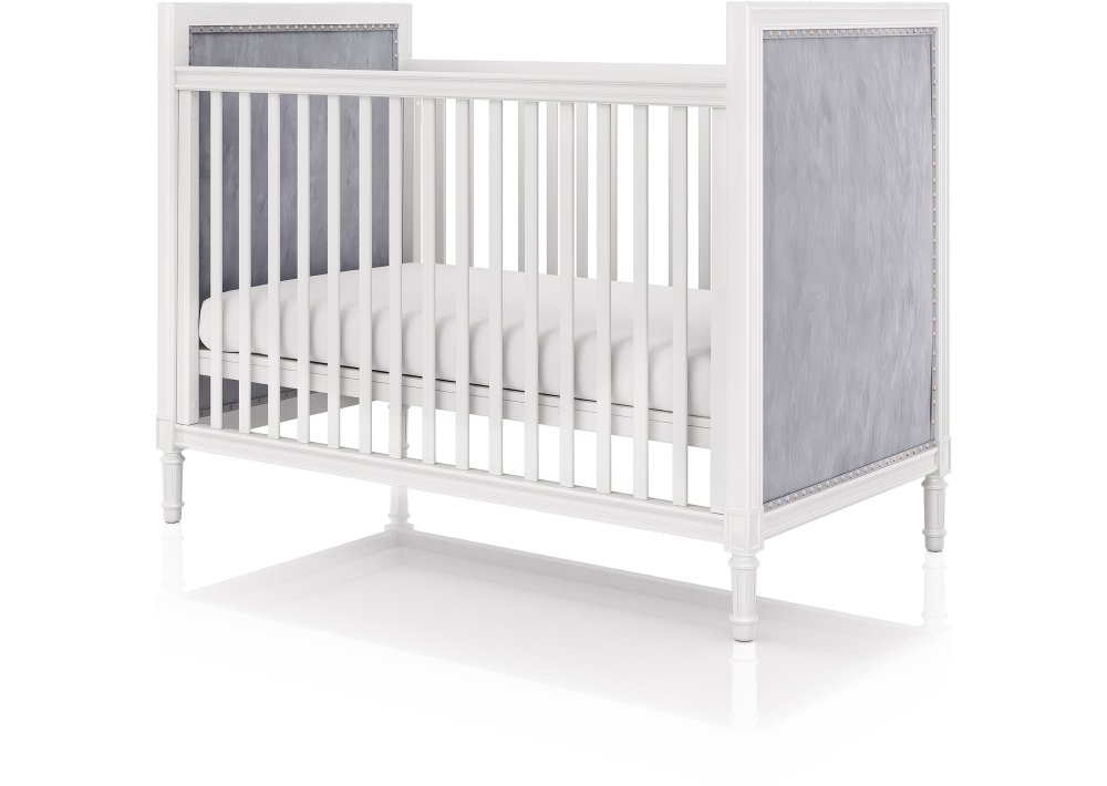 Кроватка Elit (белый, серая ткань)