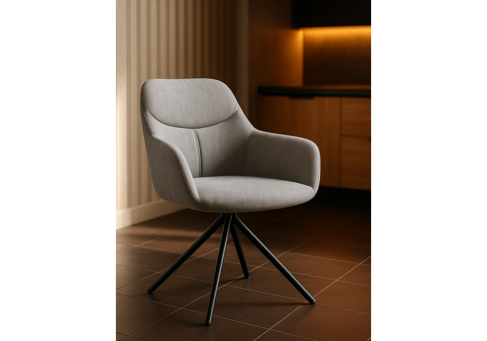 Стул на металлокаркасе Woodville Бартон 2 ткань мадера 22, черный матовый, ножки черные