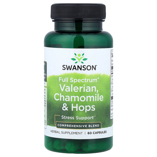 Swanson Vitamins, Full Spectrum®, валериана, ромашка и хмель, 60 капсул