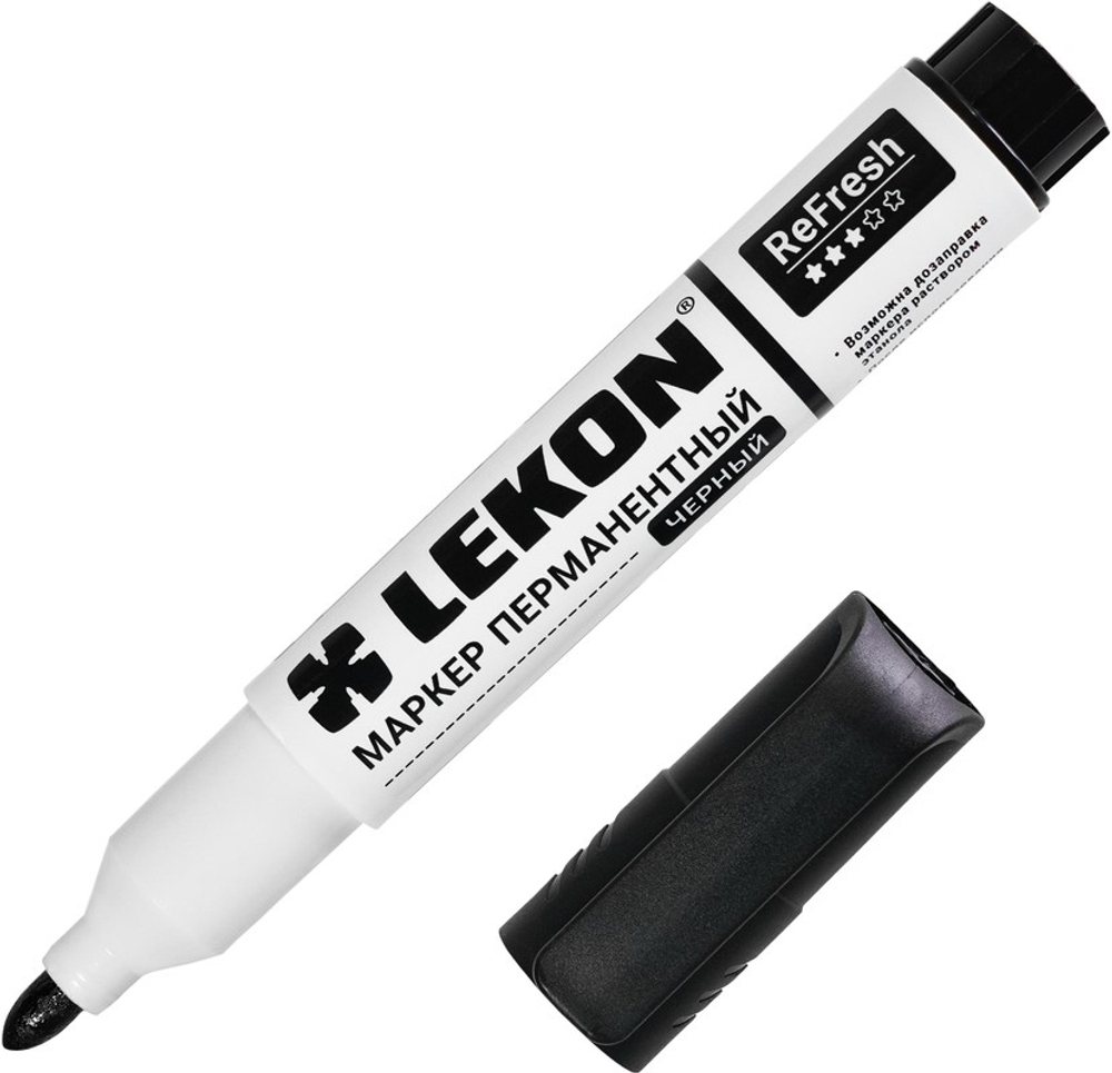 Маркер LEKON ReFresh Перманентный заправляемый 10/100/1000 цвет: черный