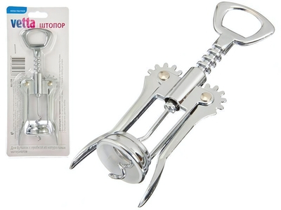 Штопор металлический на блистере 15*5см VETTA