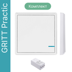 Беспроводной выключатель GRITT Practic 1кл. белый комплект: 1 выкл. IP67, 1 реле 1000Вт, A181101W