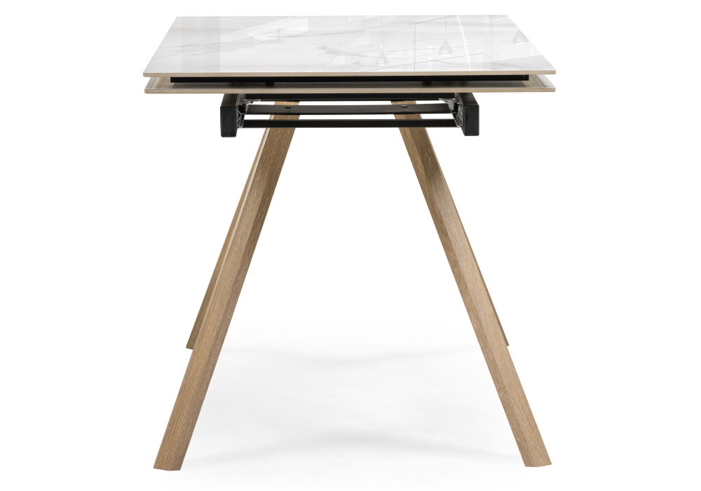 Керамический стол Woodville Морсби 140(200)х80х80 statuario cara, дуб монтана