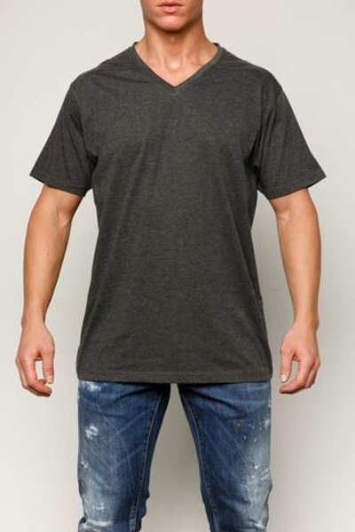 Мужская футболка с воротом-мысиком (Размер: S) (Цвет: серый)