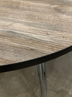 Стол неразд Пластик Круг подстолье чайка хром Ст-ца сосна пандероса (анкор темн.)