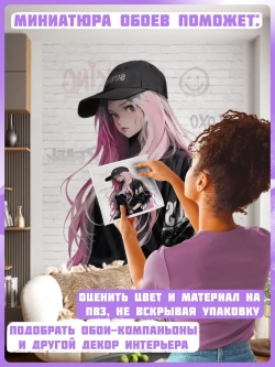Фотообои 3D Девушка аниме и кирпичи