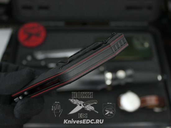 Складной нож НОКС Мангуст-2 336-708406 (Black Red) c клинком из стали D2, рукоять G10