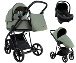Детская коляска Roan Sol 2.0 3 в 1 с автокреслом Tutis Elo Lux EduSky Black SLL/33/T Sage Green/Black/руч.Black