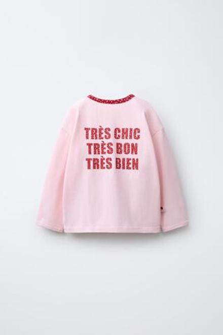 ZARA ФУТБОЛКА С ТЕКСТОВЫМ И ЦВЕТОЧНЫМ ПРИНТОМ, КРАСНЫЙ