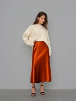 Юбка весенняя, атласная плотная, на резинке