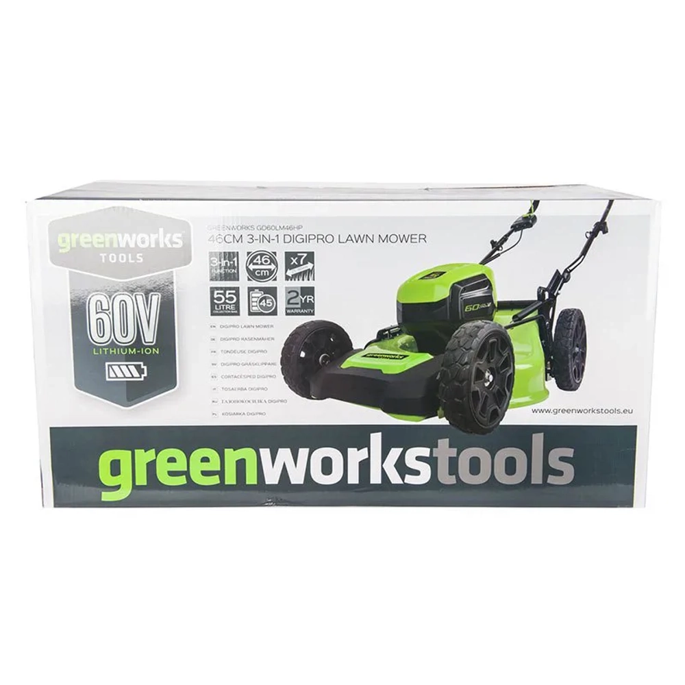 Газонокосилка аккумуляторная Greenworks GD60LM46HP 60V 60В (без АКБ и ЗУ) нож 46 см, 2502807
