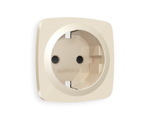 OP3070 Лицевая панель OMEGA (Бежевый глянец) для электрической розетки с/з со шторками QUANT