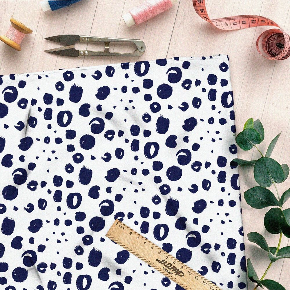 Ткань блэкаут синие пузырьки