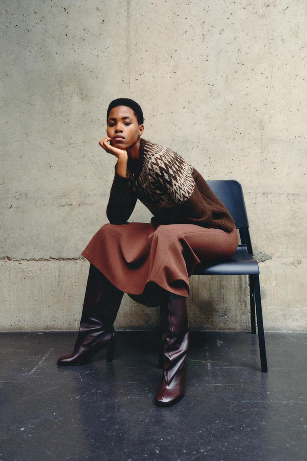 ZARA ЖАККАРДОВЫЙ КАРДИГАН, КОРИЧНЕВЫЙ