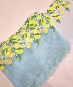 Вышивка на сетке лимончики на ментоле К598 левая