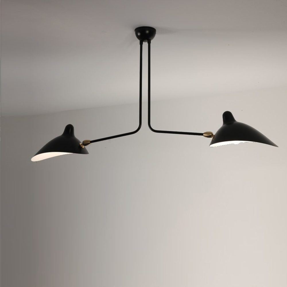 Ceiling design lamp  Two Arms by Serge Mouille (Black)