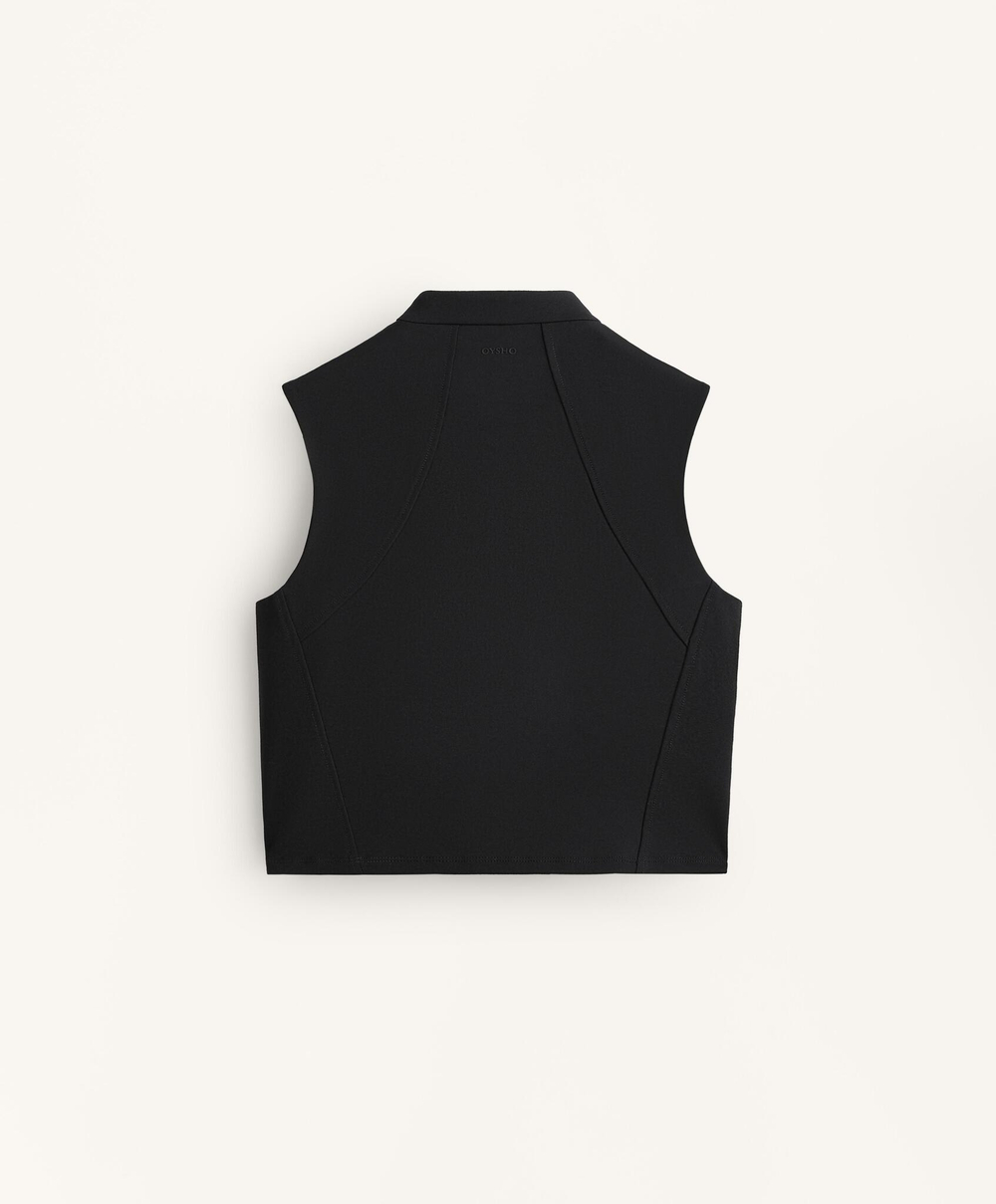 Oysho Майка Evermove в рубчик, черный