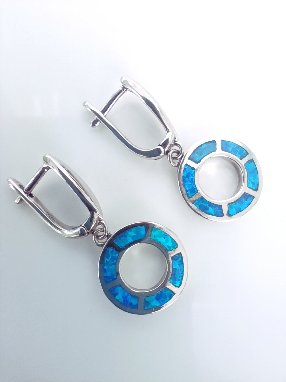 Серьги Эстерелла, серебро 925 проба, родирование, опал синтетический/Ф