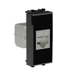 Компьютерная розетка RJ-45 без шторки модульная, кат.5е экранированная, "Avanti", "Черный квадрат", 1 модуль