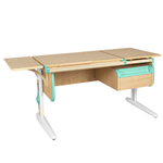 Растущая парта с навесной тумбой и короткой боковой полкой Дэми СУТ 25-04-БК1 (1500×610 мм)