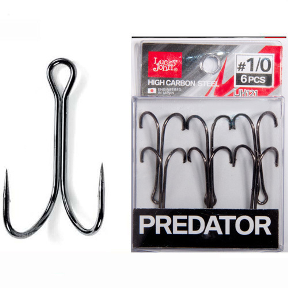 Крючки-двойники Lucky John PREDATOR сер. LJH121  разм.001/0 6 шт.