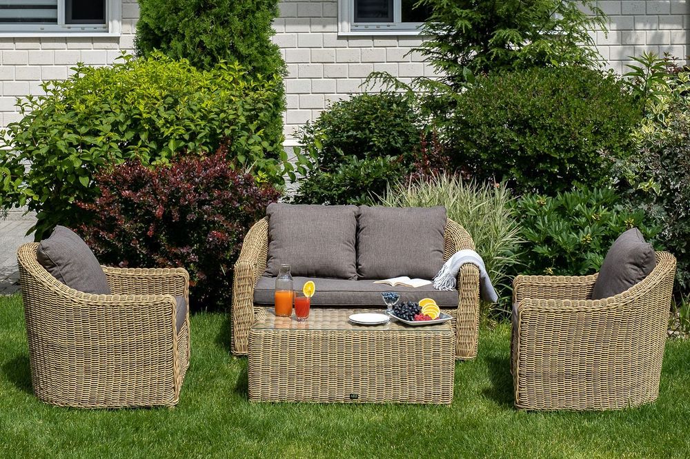 "Кон Панна" диван из искусственного ротанга двухместный, цвет соломенный