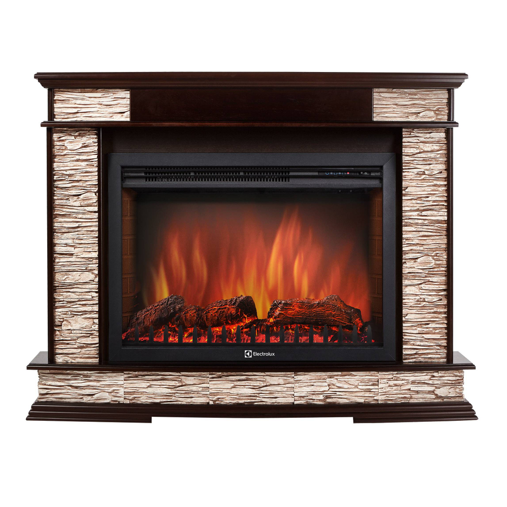 Портал Firelight Scala 30 камень сланец скалистый бурый, шпон тёмный дуб