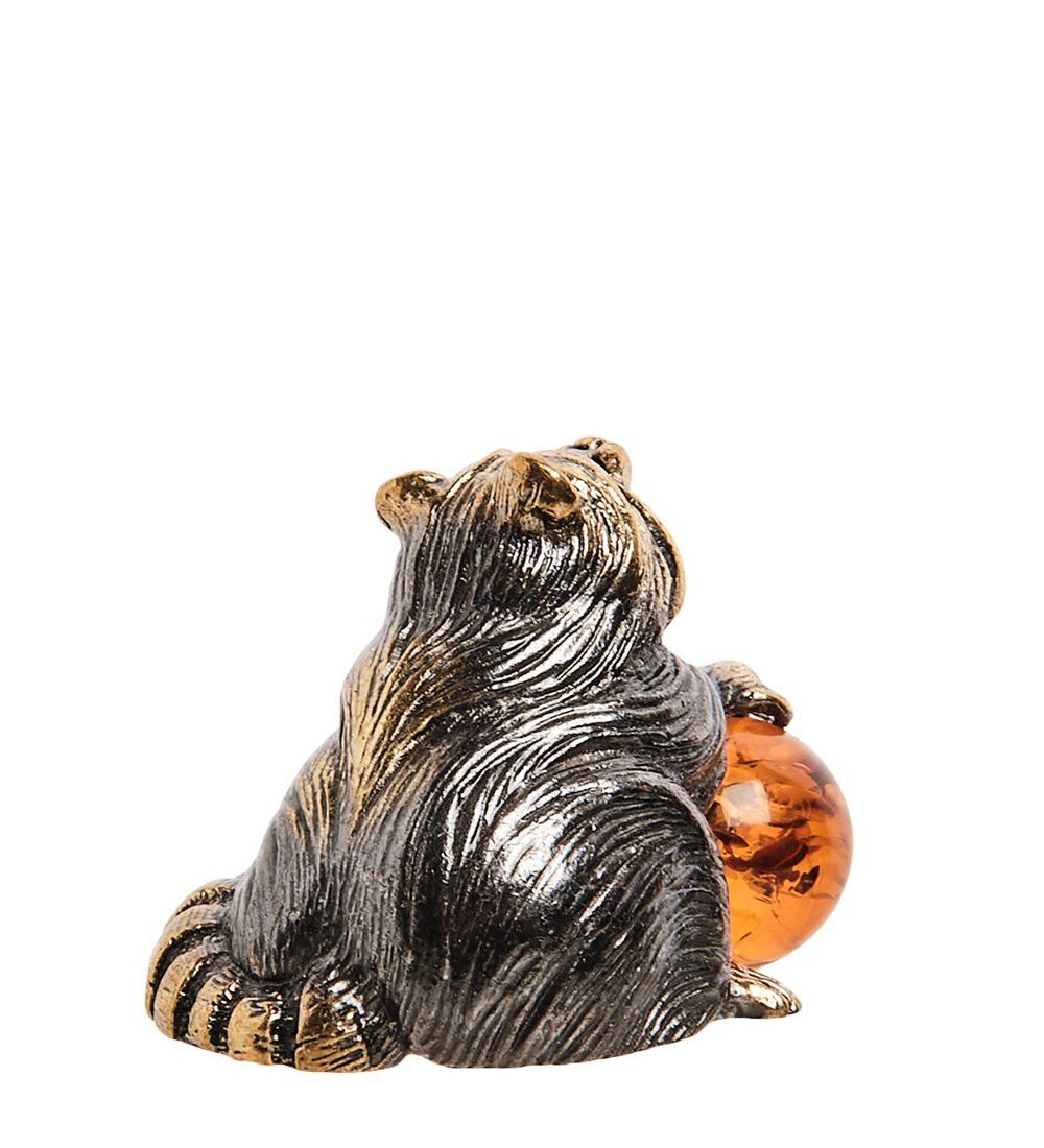 Народные промыслы AM-2798 Фигурка «Енот-Полоскун» (латунь, янтарь)