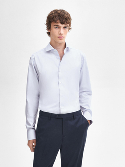 Massimo Dutti РУБАШКА ОБЛЕГАЮЩЕГО КРОЯ ИЗ ХЛОПКОВОГО ТВИЛА, НЕБЕСНО-ГОЛУБОЙ