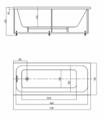 Акриловая ванна Aquatek Eco-friendly Мия 175x70 MIY175-0000001 без панелей, каркаса и слив-перелива