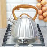 Чайник 3л нерж со свистком, светло-коричневая ручка 7761-30RS