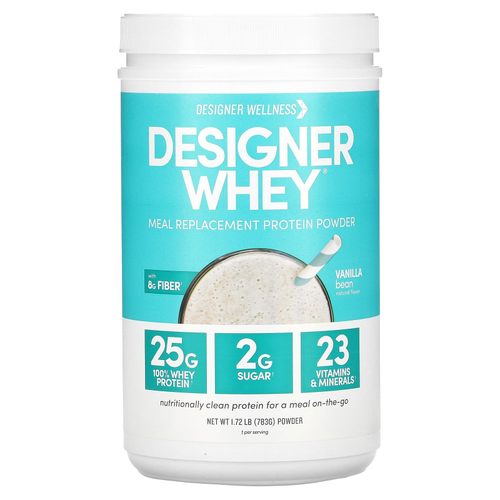 Designer Wellness, Designer Whey, протеиновый порошок для замены приемов пищи, ваниль, 783 г (1,72 фунта)