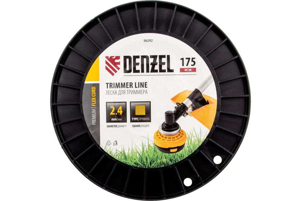 Леска FLEX CORD квадрат 2.4 мм, 175 м, на DIN катушке для триммера Denzel 96292