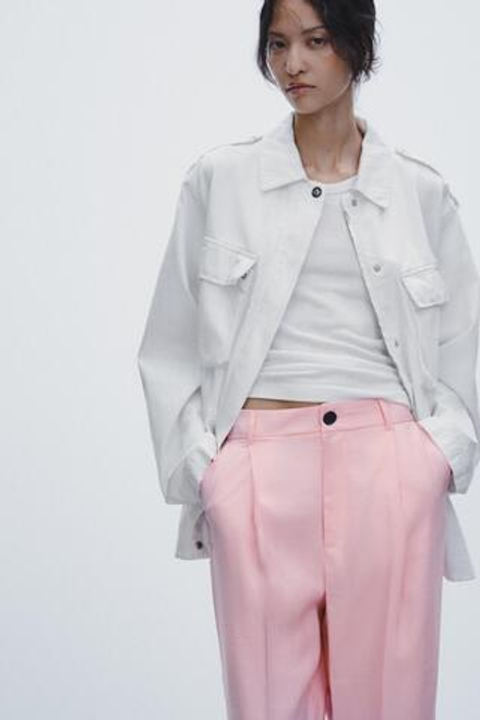 ZARA БРЮКИ СО СКЛАДКАМИ, РОЗОВЫЙ