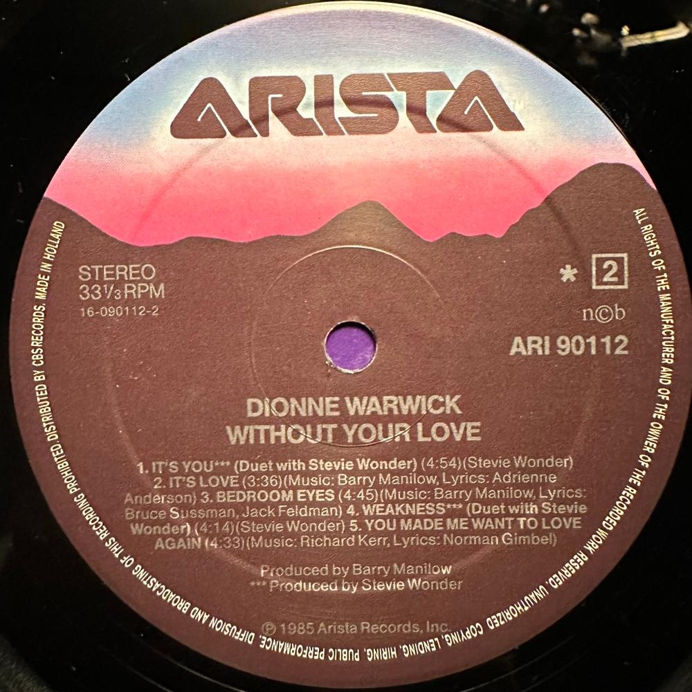 Dionne Warwick - Without Your Love (Скандинавия 1985г.)