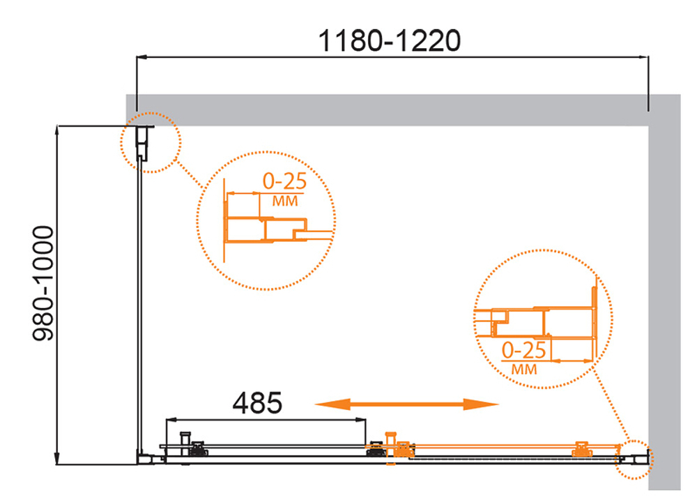 Душевой уголок Cezares Molveno 120x100 MOLVENO-AH-11-120/100-C-Cr-IV профиль Хром стекло прозрачное