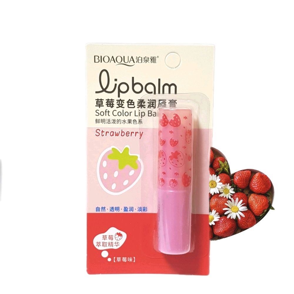 Бальзам для губ клубничный BIOAQUA Soft Color Lip Balm, 2,7 гр.