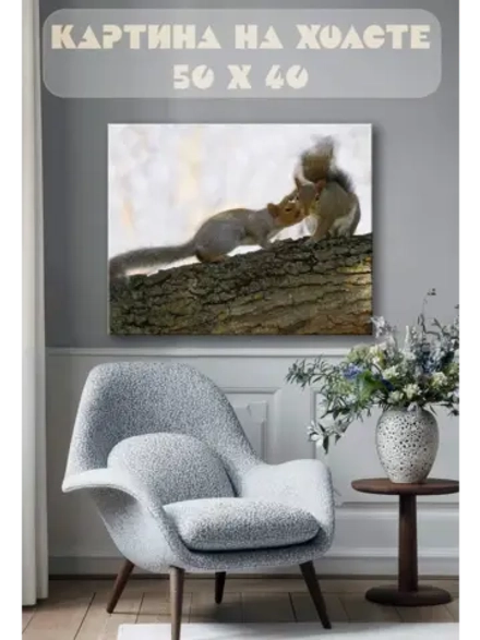 Картина на стену 40 X 50 Белки